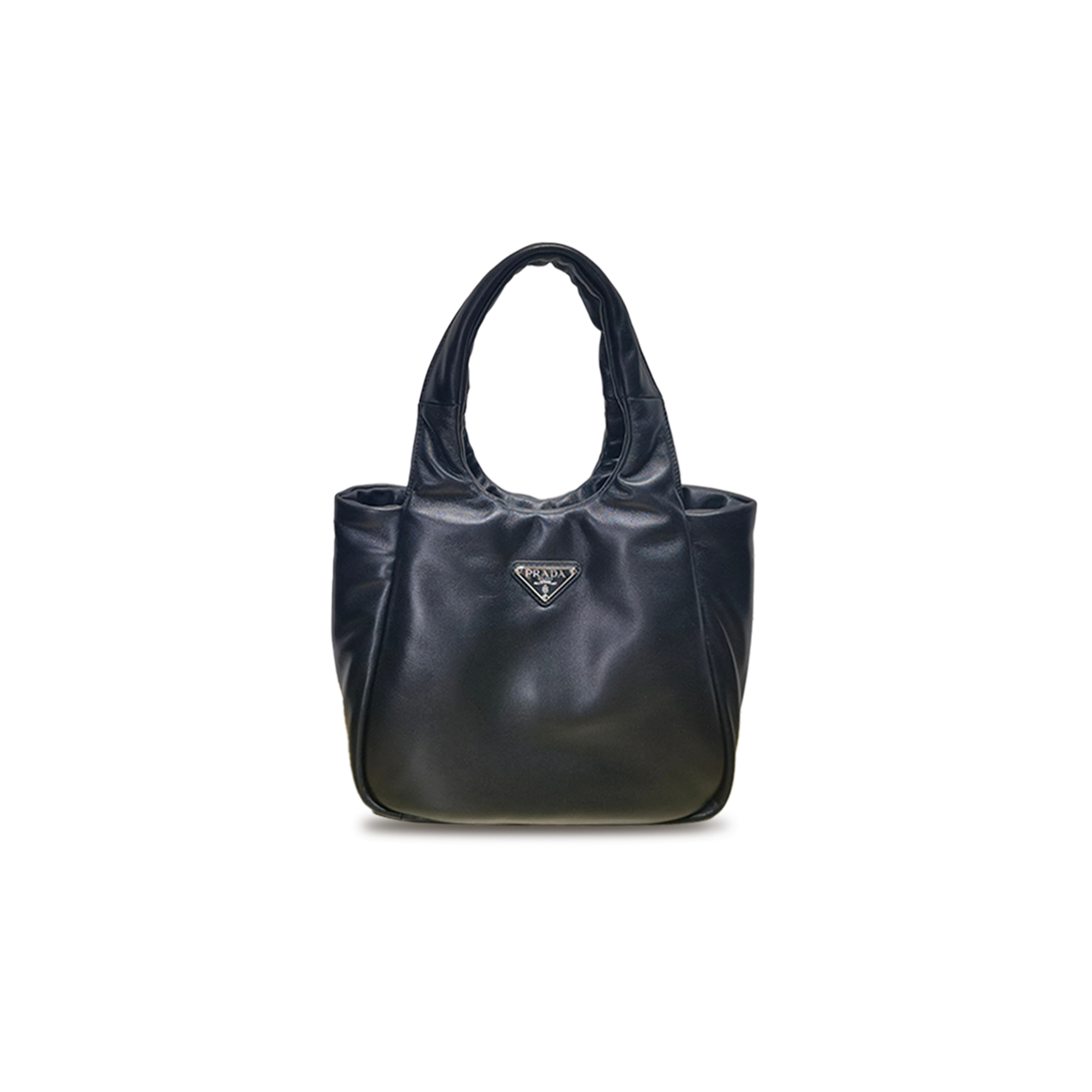 PRADA NAPPA PADDED LARGE DOUBLE HANDLE SHOULDER BAG BLACK 1BG413 (30*26*17cm)